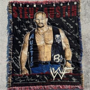 WWF Stone Cold Steve Austin Authentic Throw Blanket